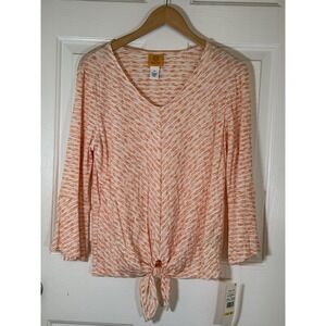 Ruby Red NWT Orange Blouse Lagenlook Casual  Medium Spring Modest